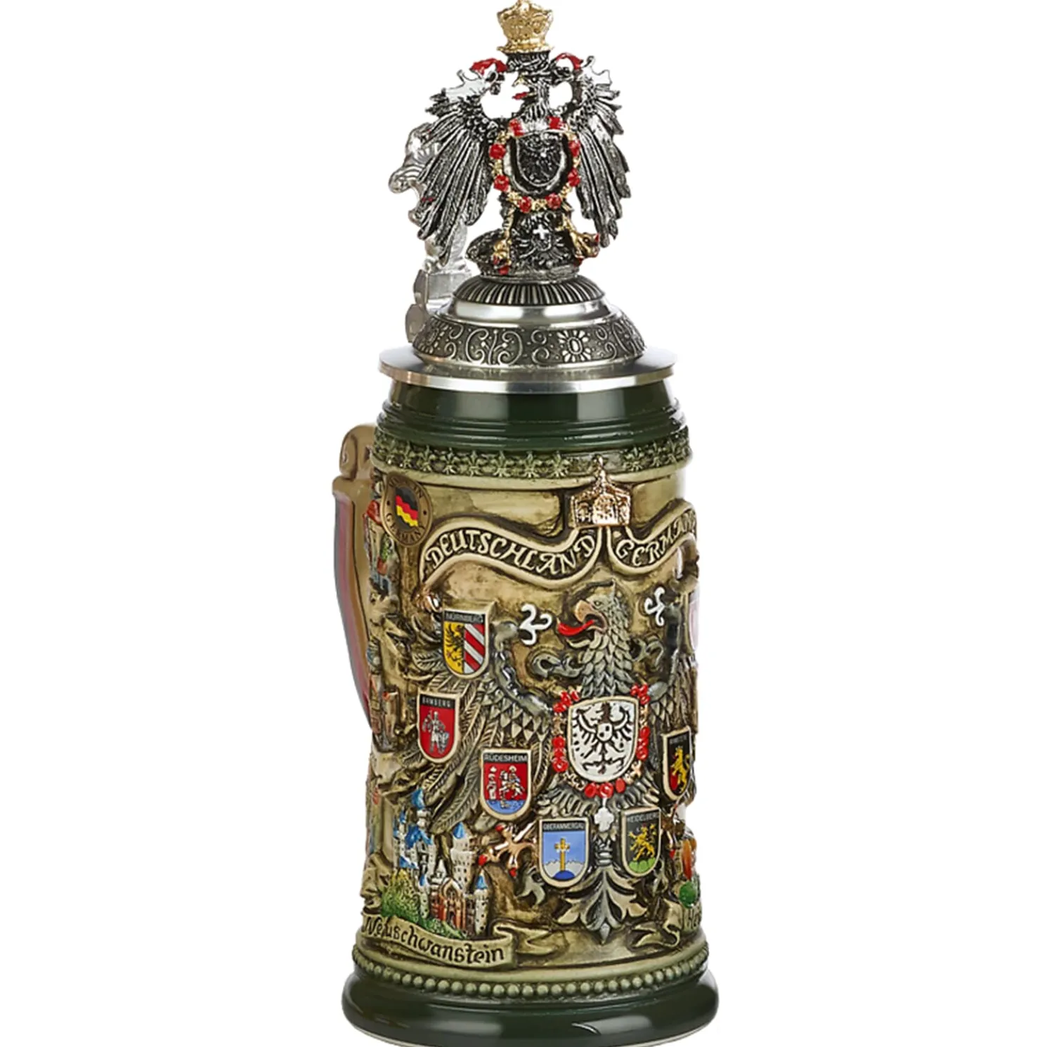 Bierkrug Mit Zinnadler "Stadtwappen", Braun, 0,4L