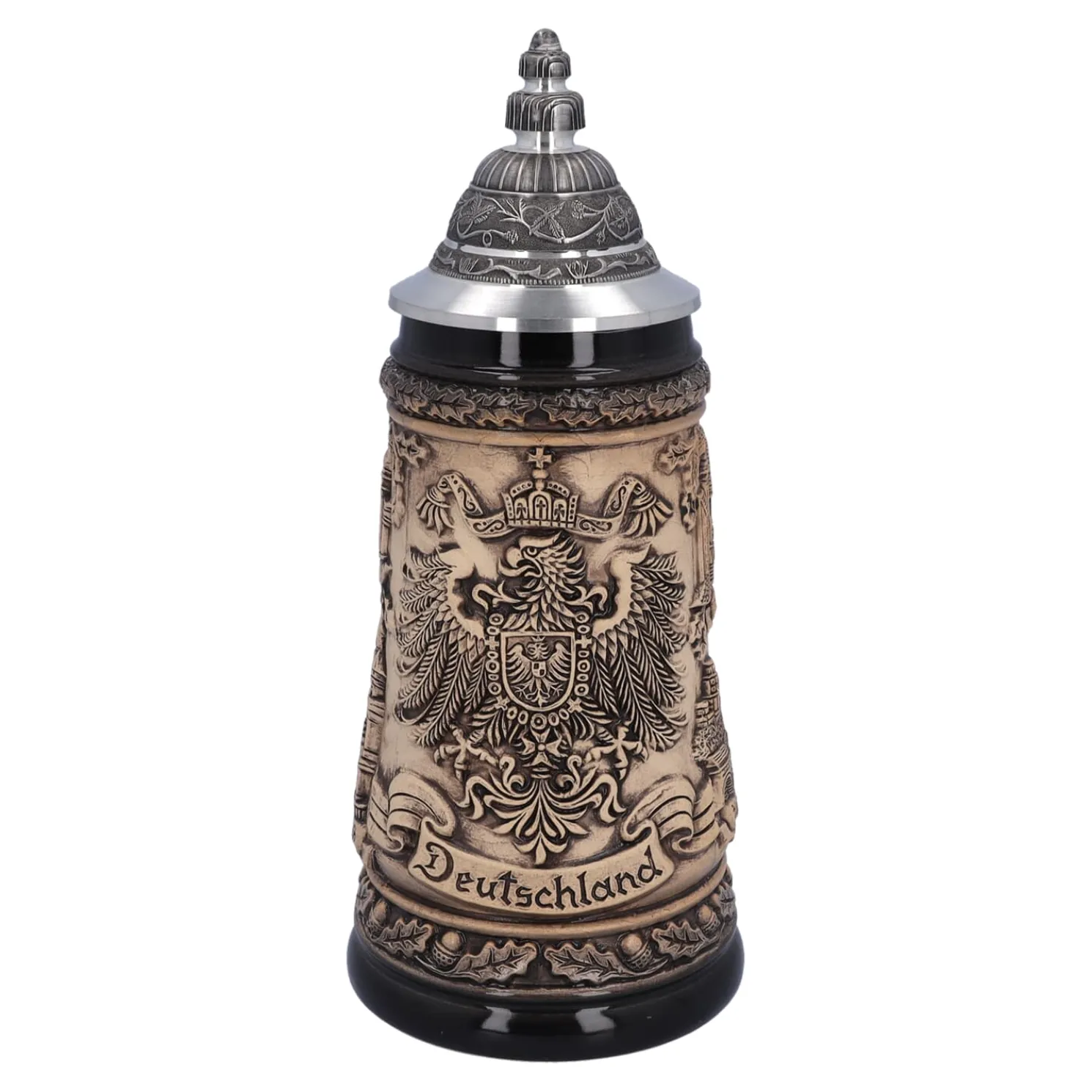 Bierkrug Mit Zinndeckel "Deutschland", Natur, 0,5L