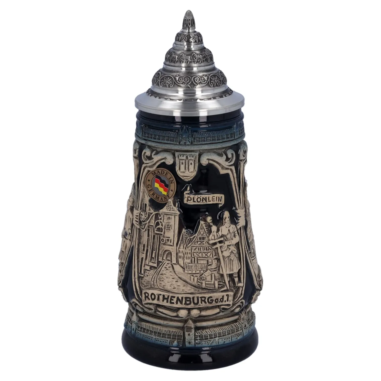 Bierkrug Mit Zinndeckel "Rothenburg Mit Ritter", 0,25L