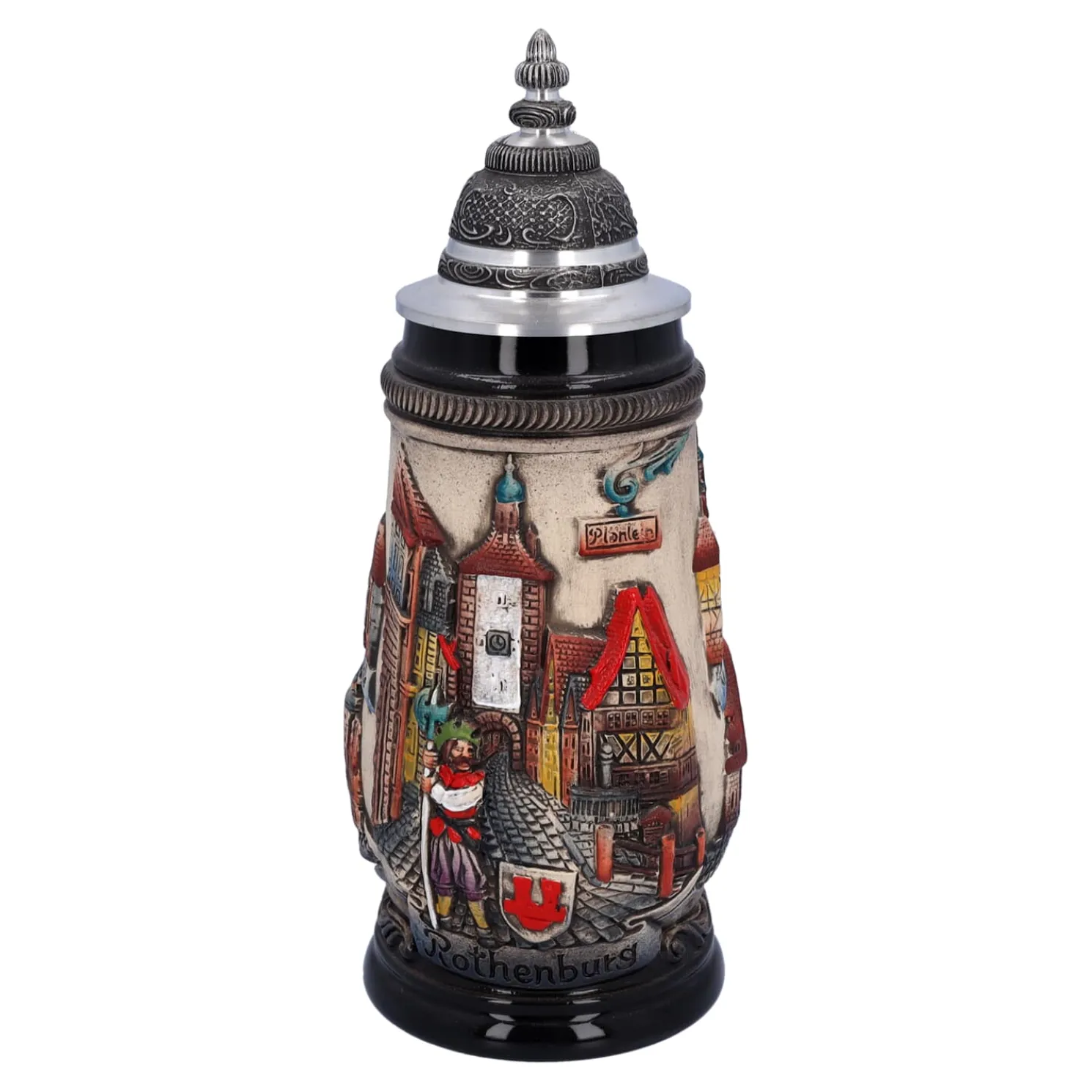 Bierkrug Mit Zinndeckel "Rothenburg", Natur, 0,25 L