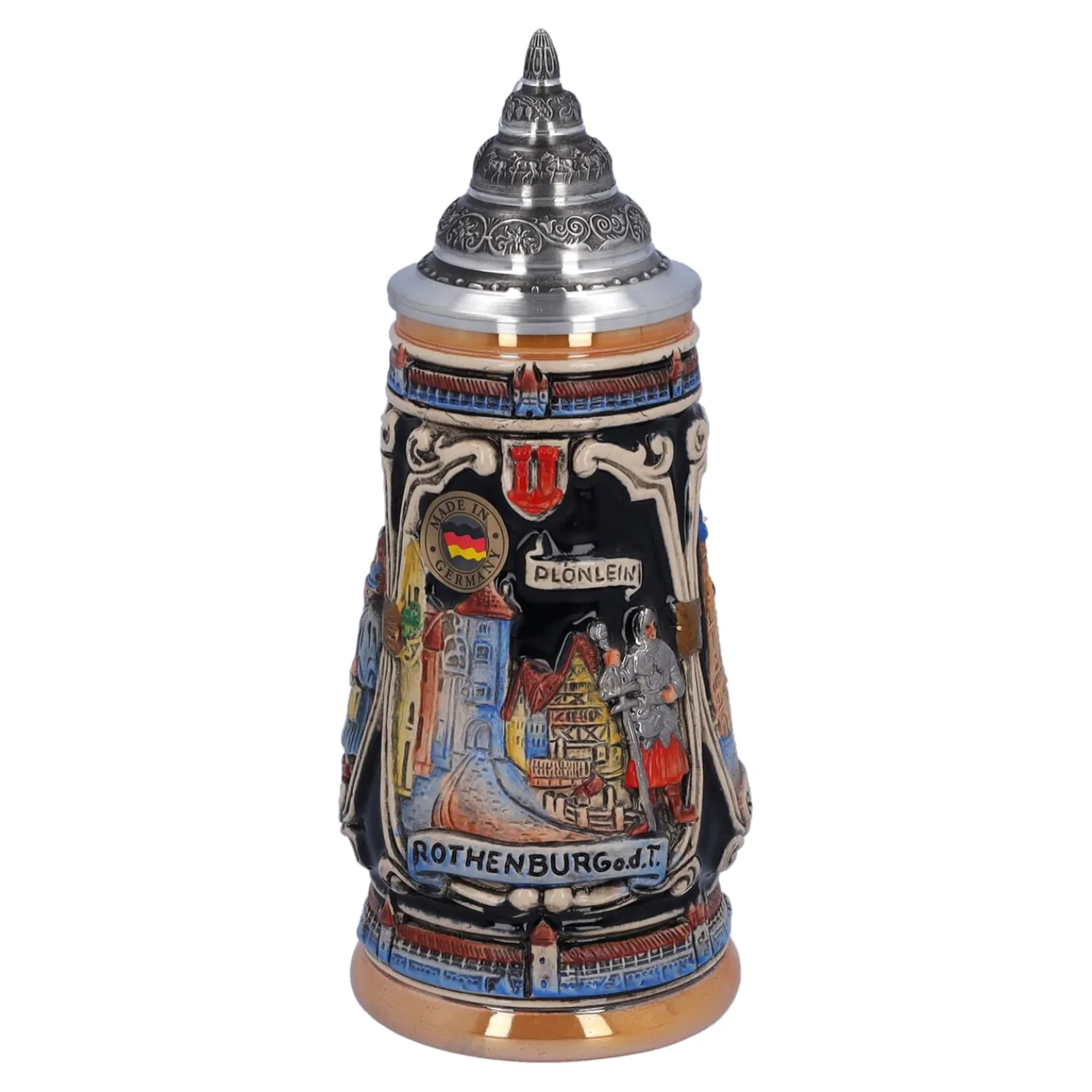 Bierkrug Mit Zinndeckel "Rothenburg Mit Ritter", 0,25 L