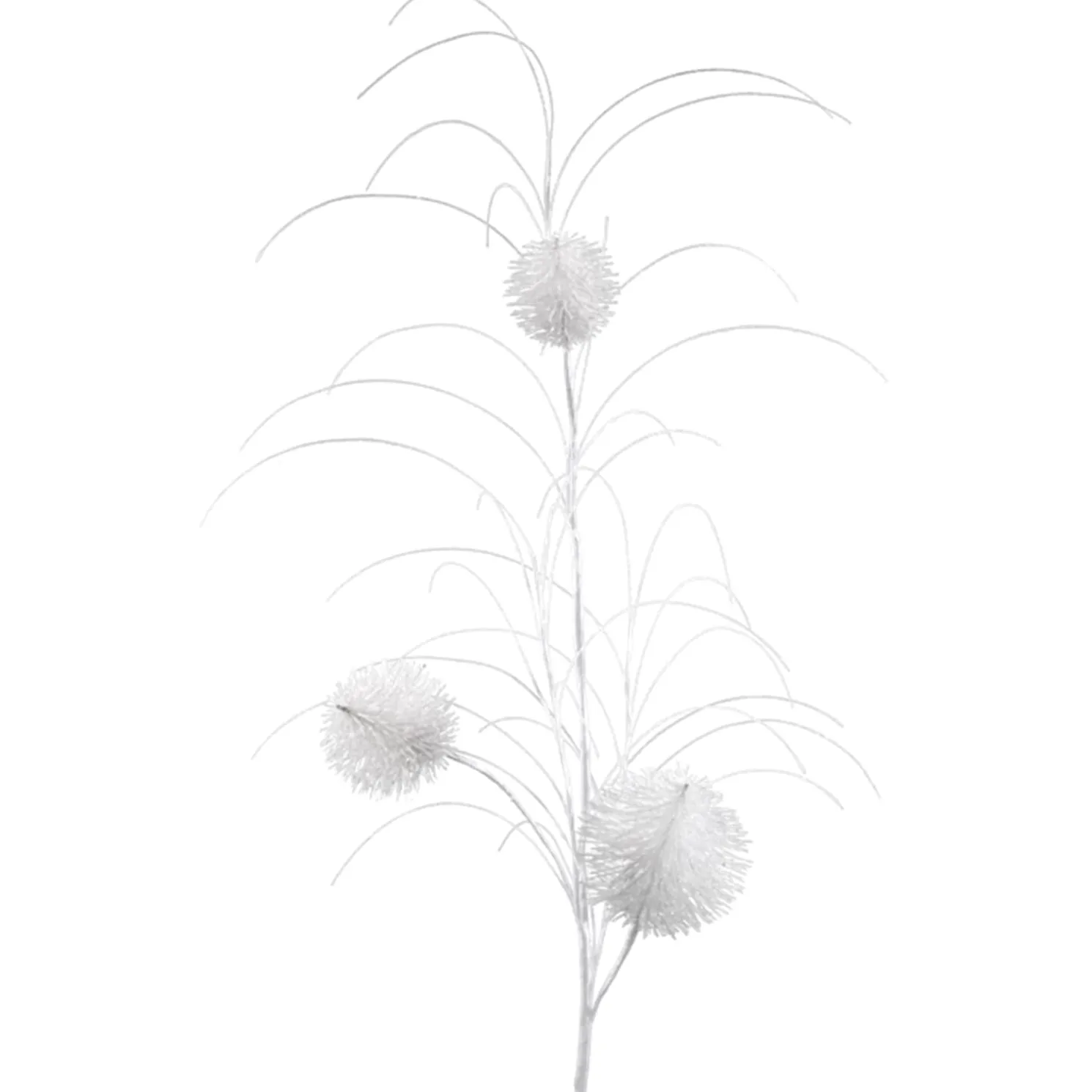 Dekozweig Mit Bommel, Weis