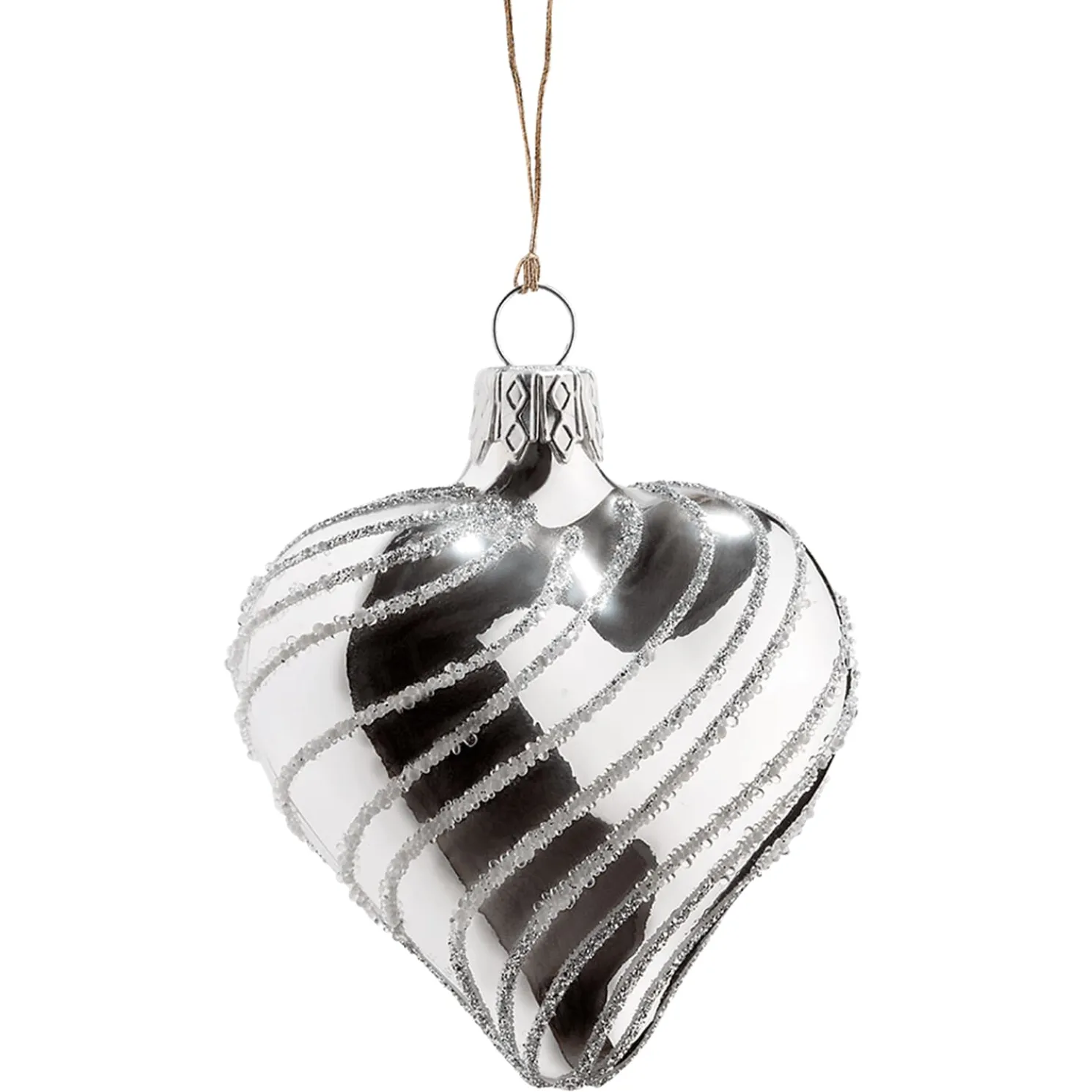Glasherz Silber Mit Silber Spiraldekor