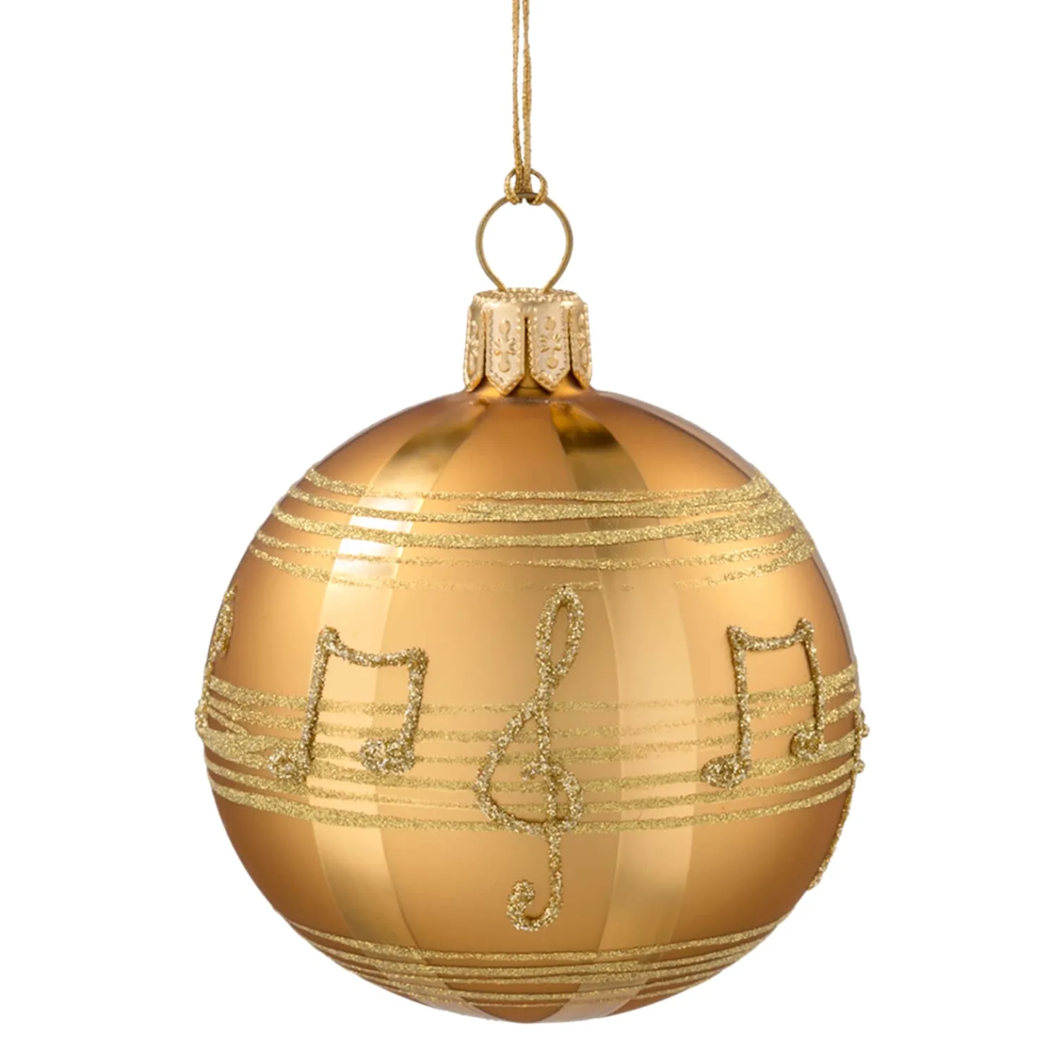 Glaskugel Gold Mit Noten, 6 Cm