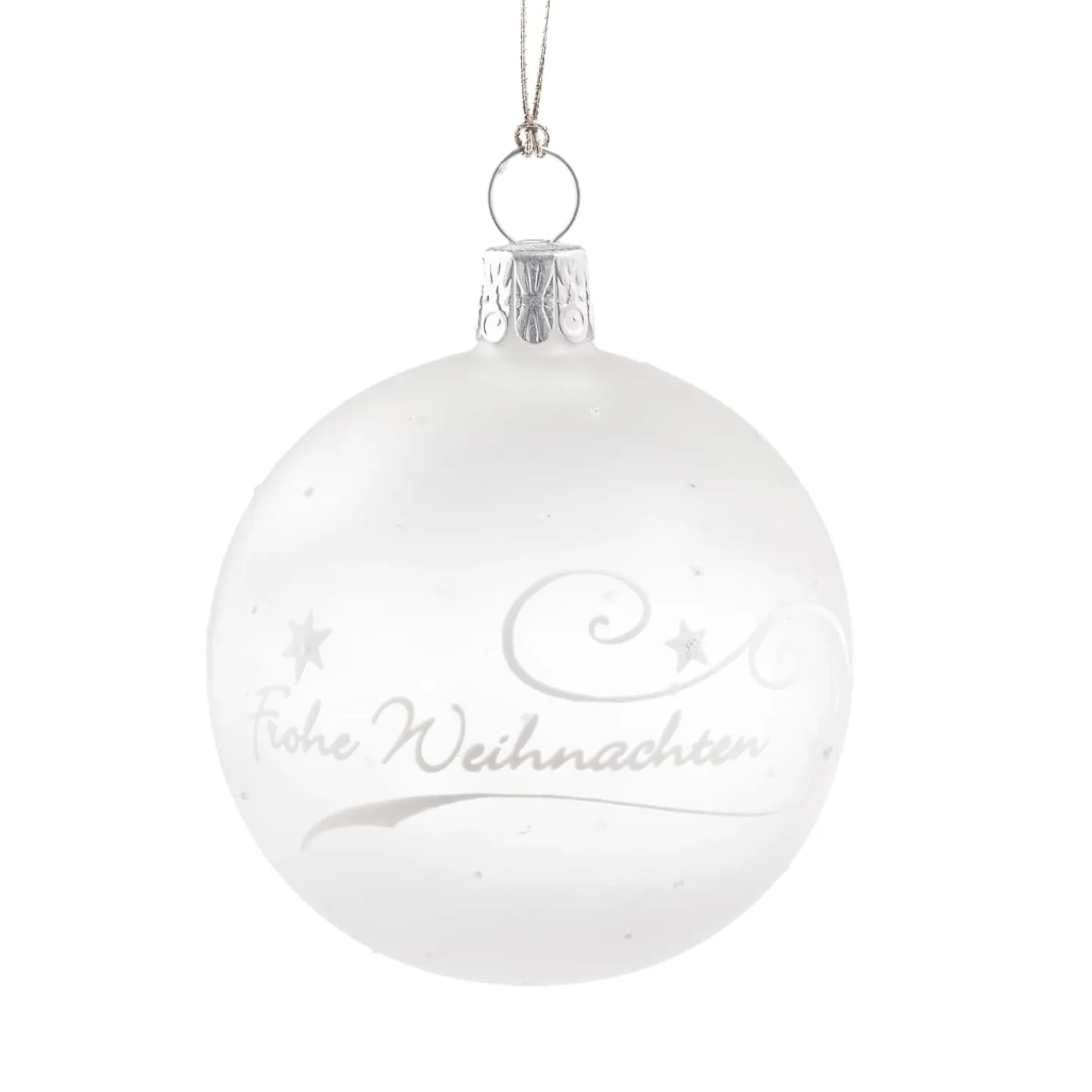 Glaskugel Klar/Weis „Frohe Weihnachten", 6 Cm