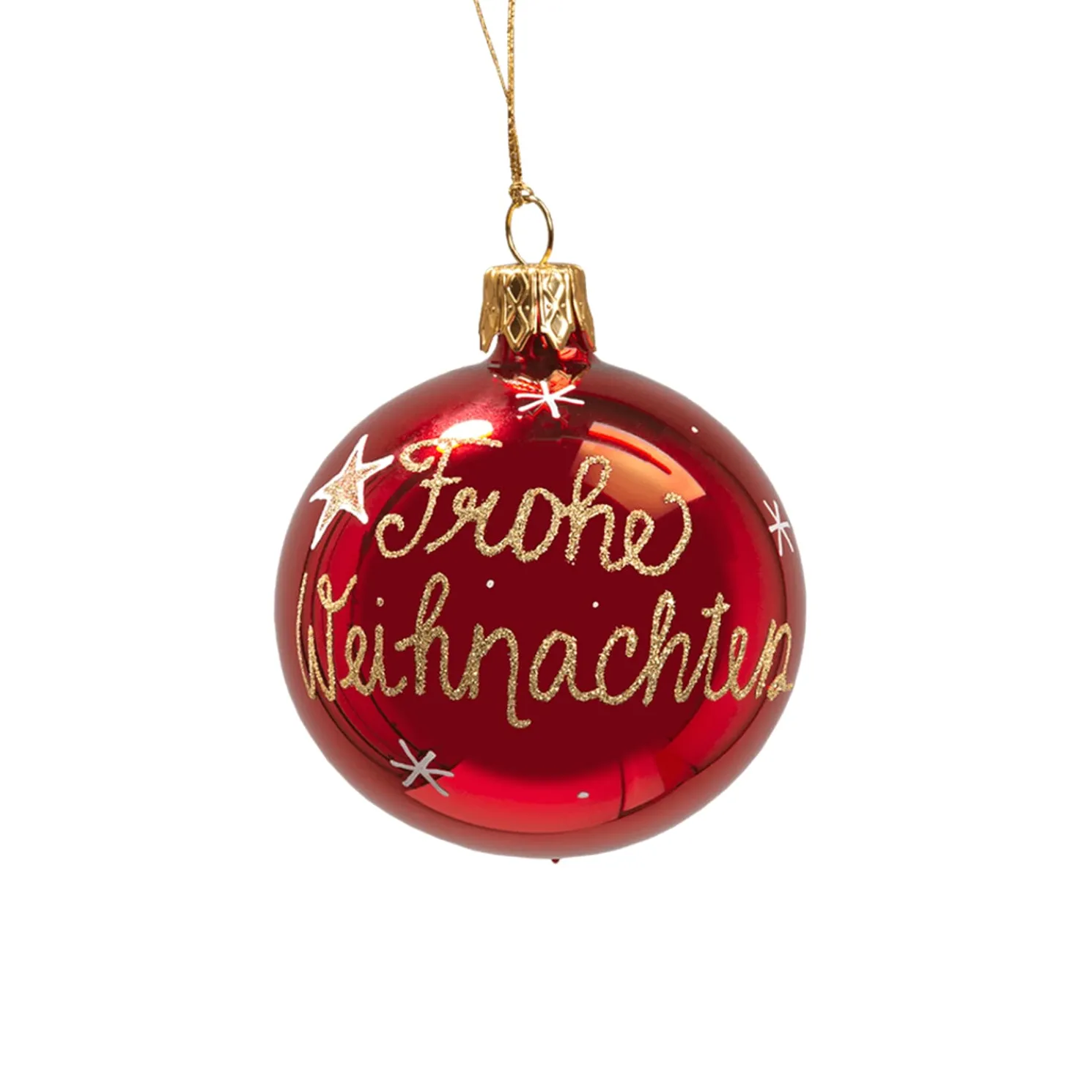 Glaskugel Rot "Frohe Weihnachten", 6 Cm
