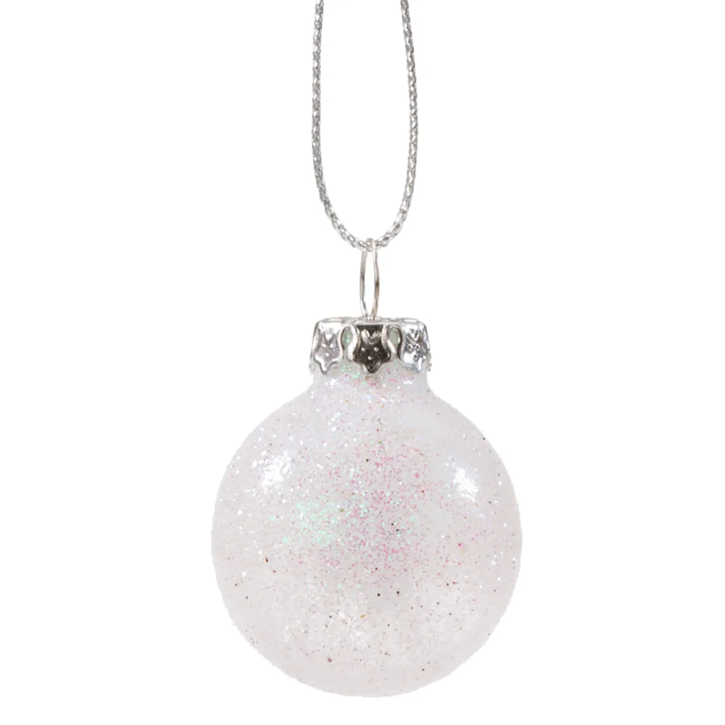 Glaskugel Weis Mit Silber Glimmer, 3 Cm