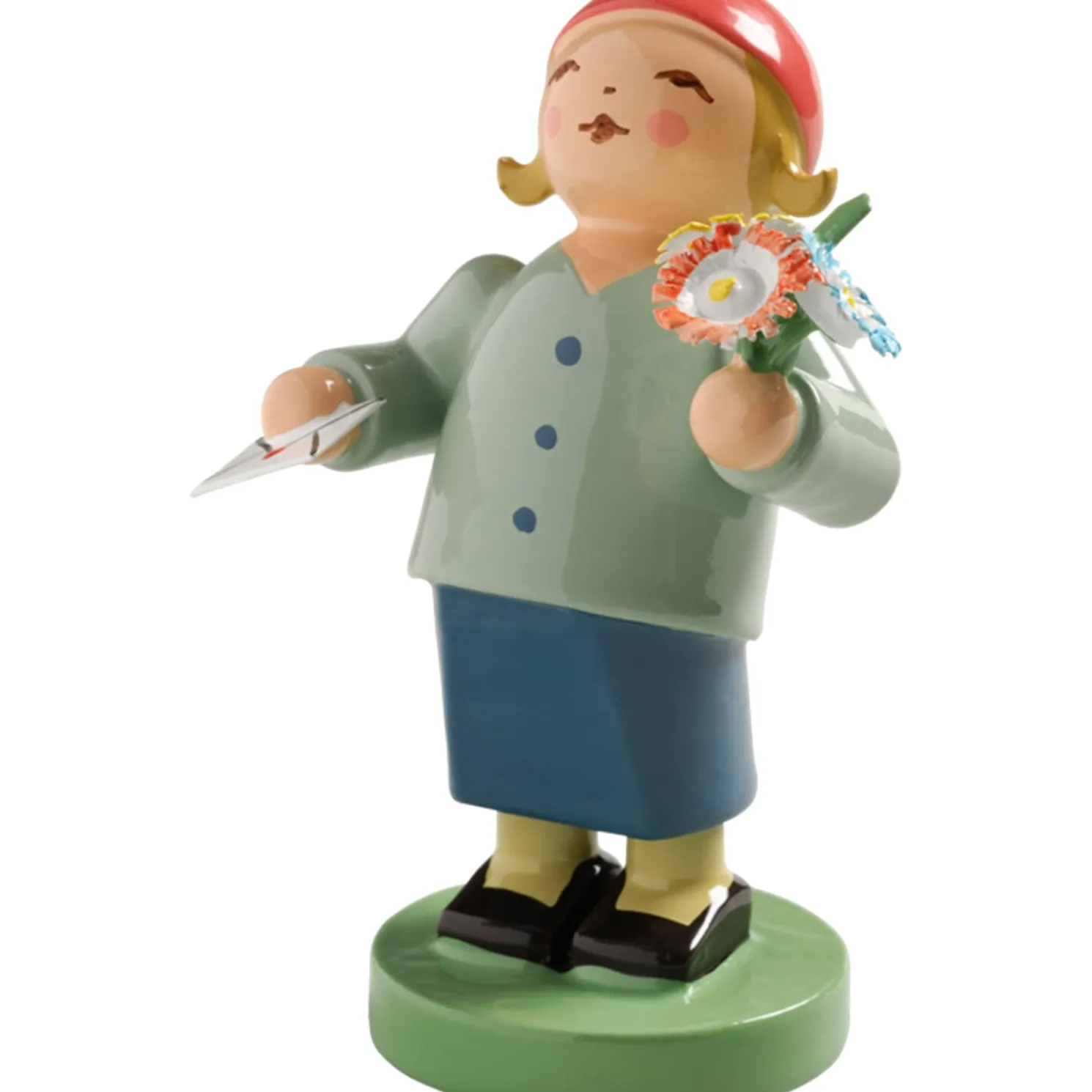 Gratulantin Mit Brief Und Blume