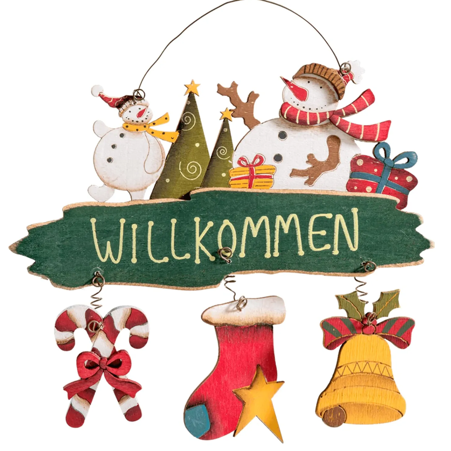 Schild Schneemann "Willkommen"
