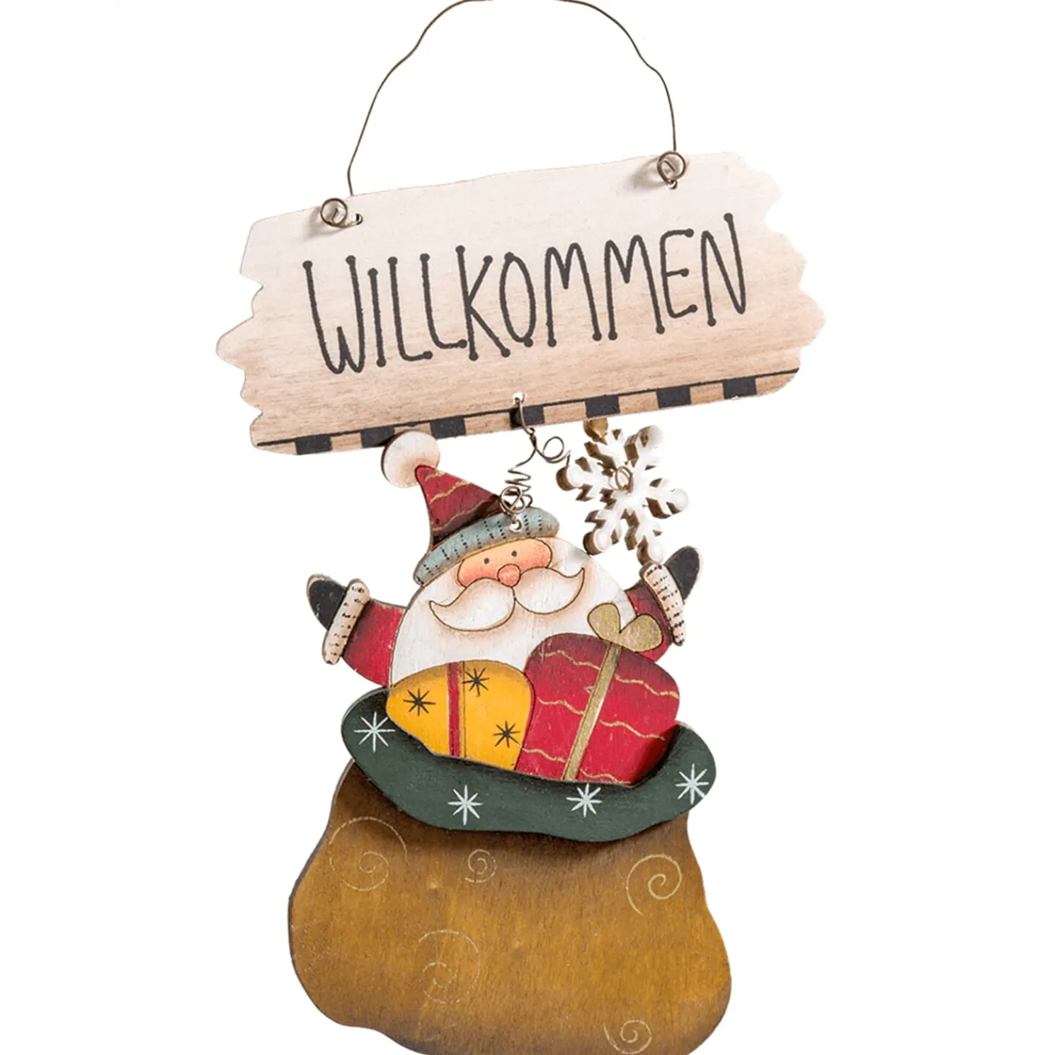 Schild Weihnachtsmann "Willkommen"