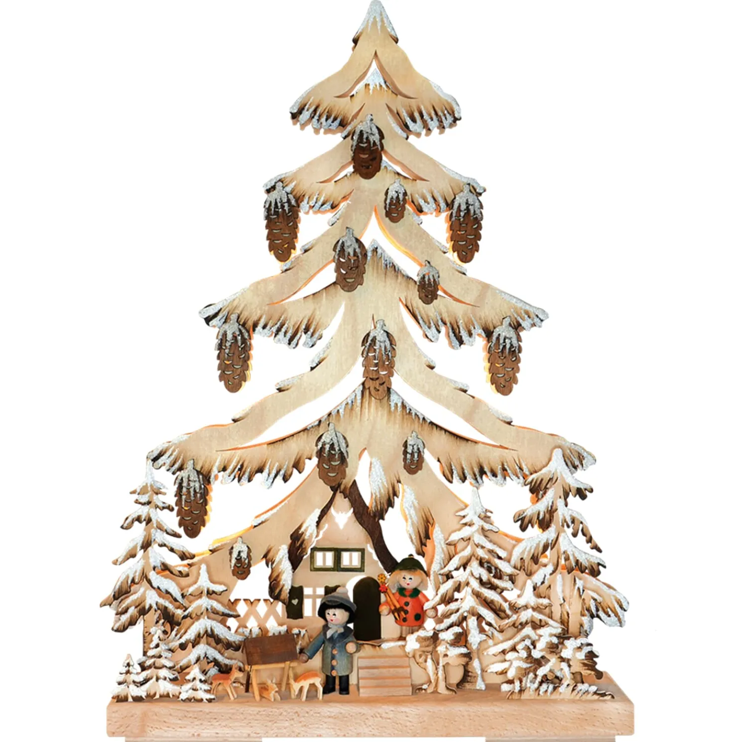 Schwibbögen "Tanne Waldhaus", 230V Mit Usb A-Anschluss