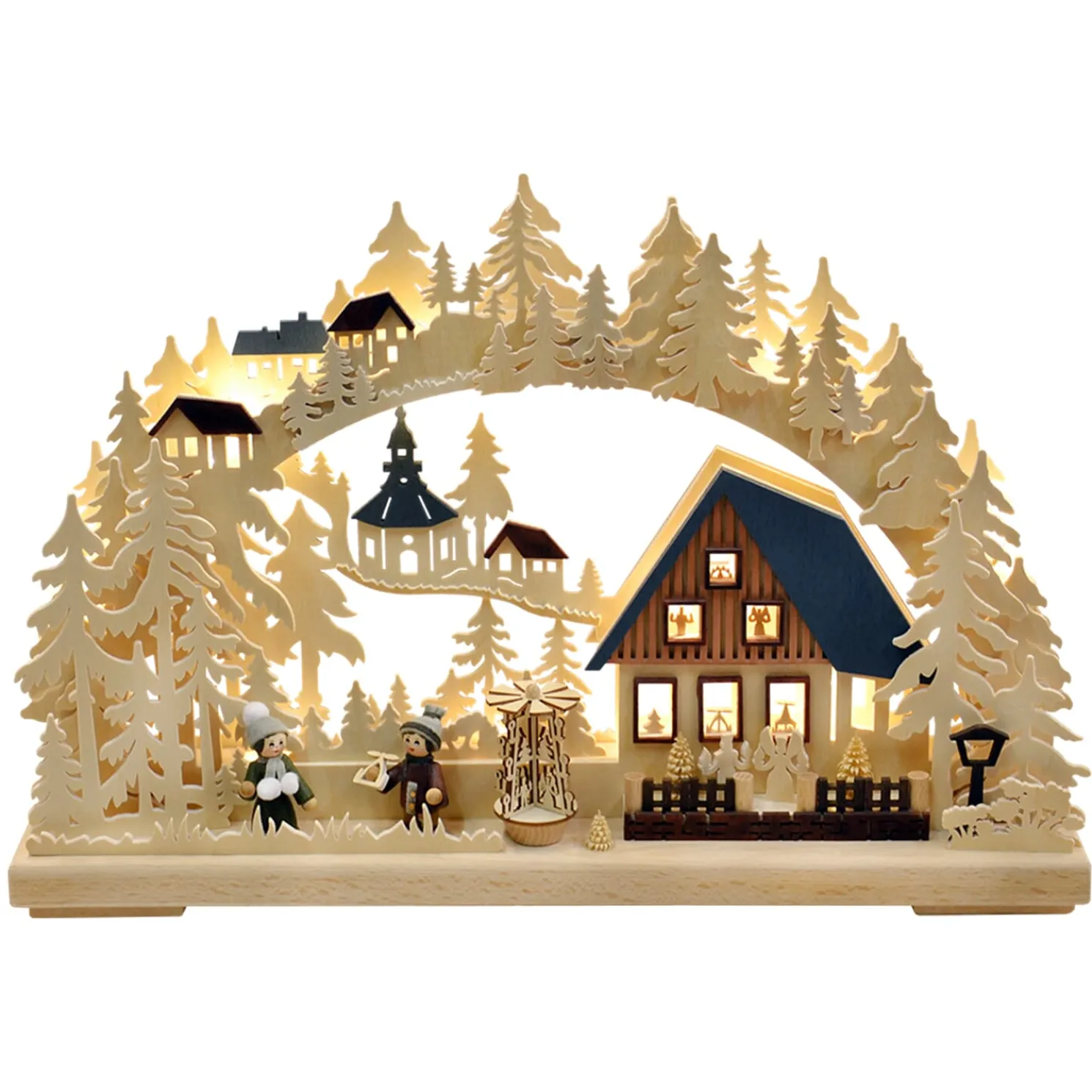 Schwibbögen "Weihnacht In Seiffen", 230V Mit Usb A-Anschluss