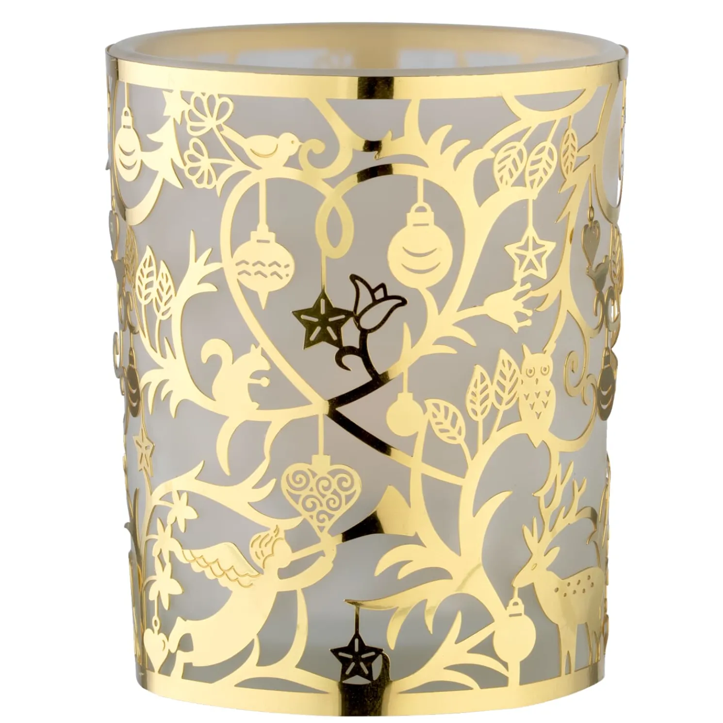 Teelichtglas "Waldweihnacht" Gold