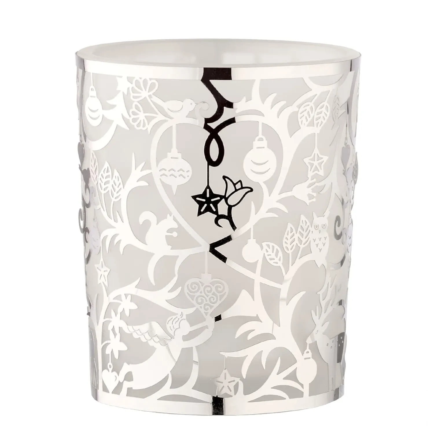 Teelichtglas "Waldweihnacht", Silber