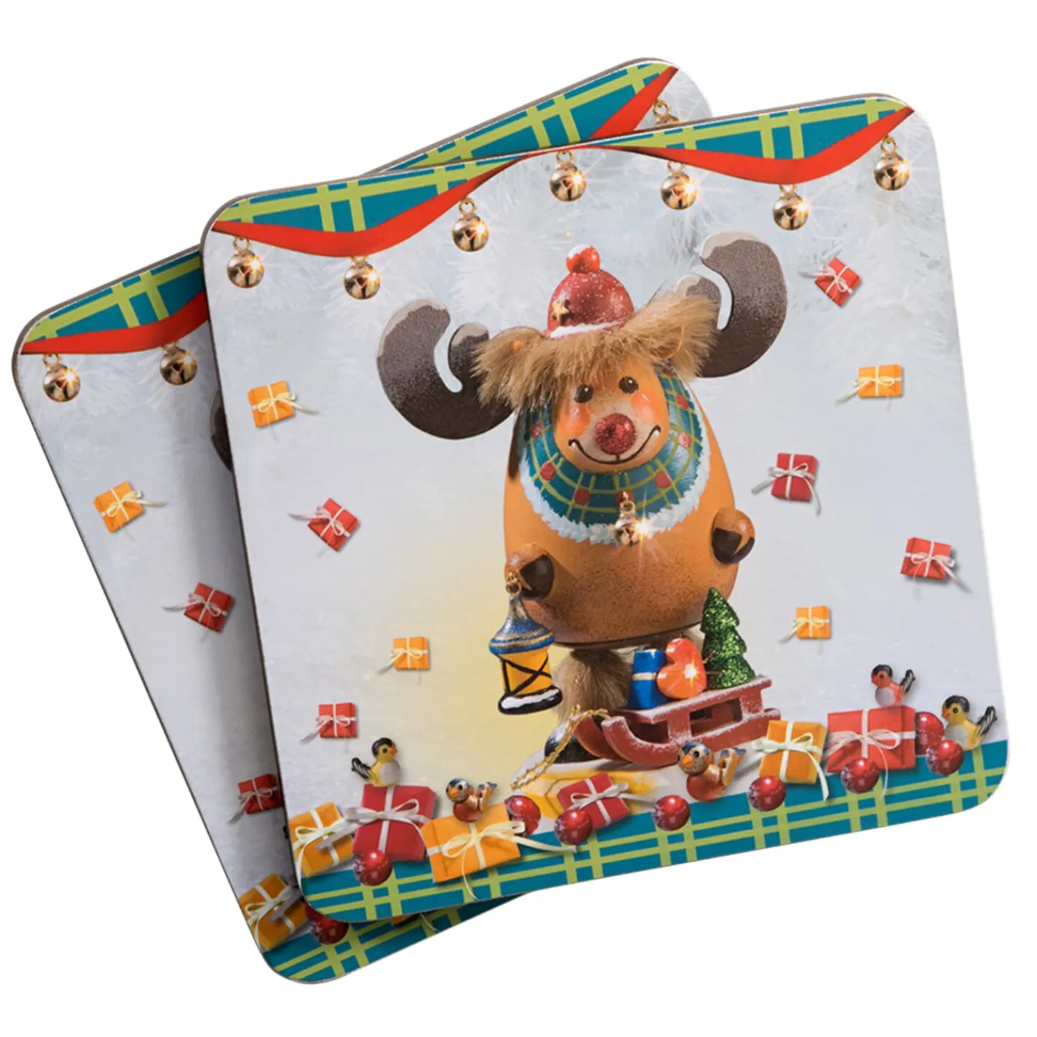 Untersetzer "Rudi, Der Weihnachtselch", 4Er Set
