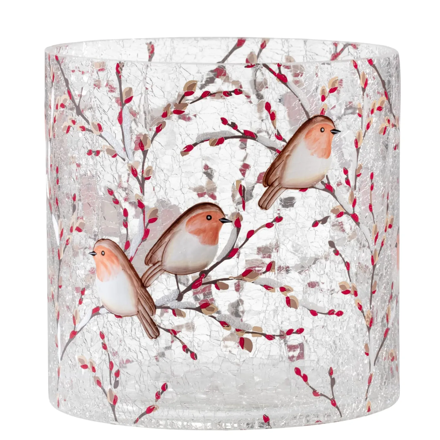 Windlicht "Rotkehlchenfamilie", 15 Cm