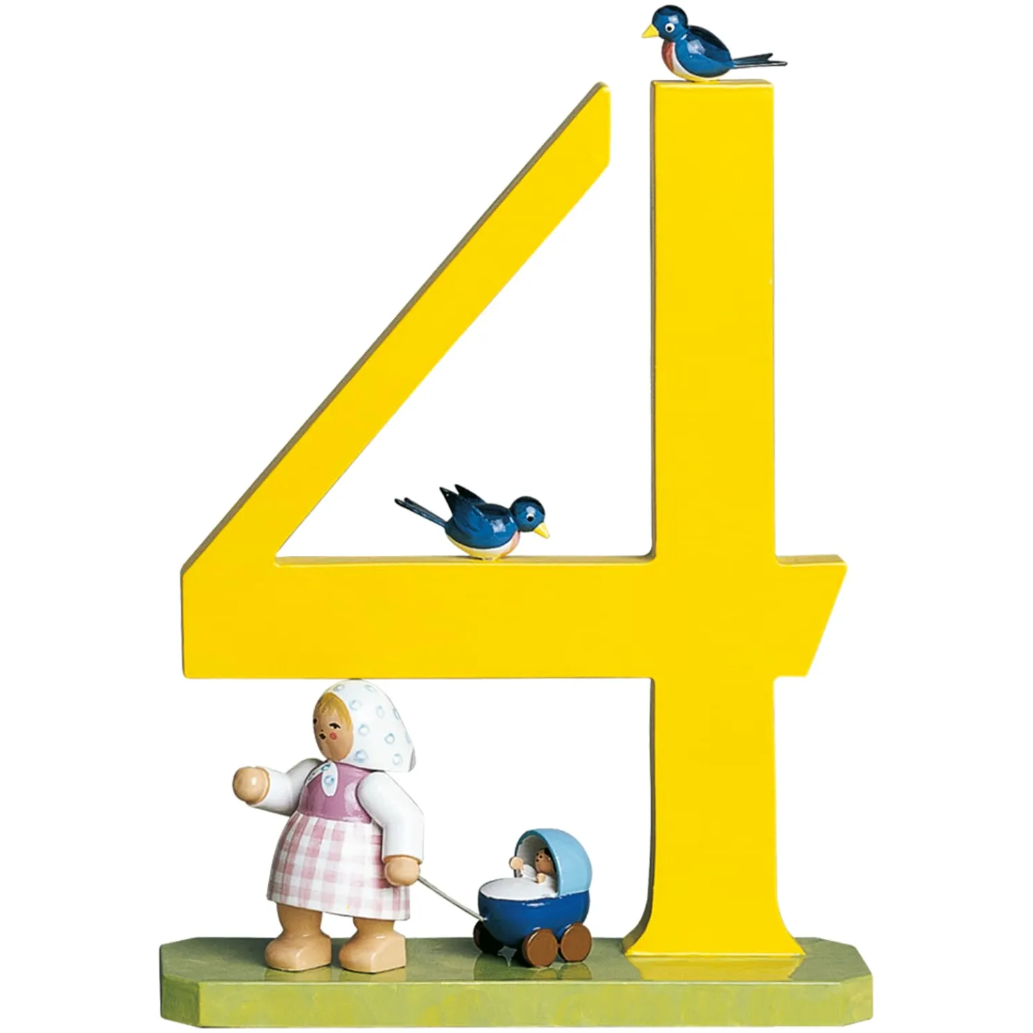 Zahl "4" Madchen Mit Puppenwagen